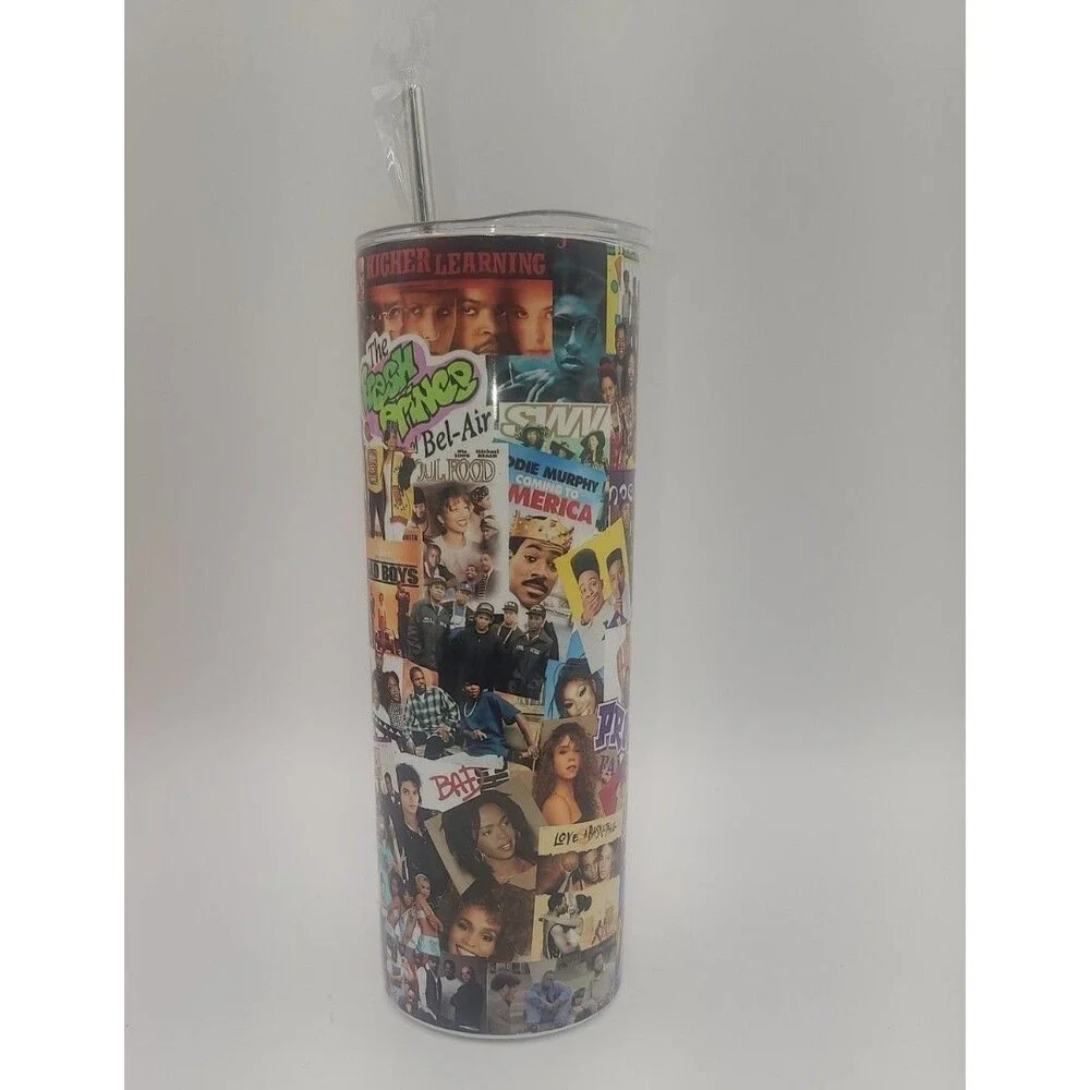 Black Cinema & Music Collage 20oz Stainless Steel Tumbler Mug